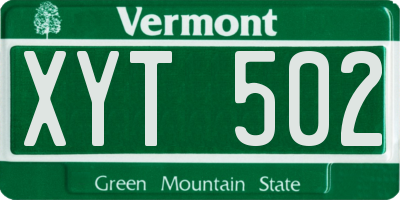 VT license plate XYT502
