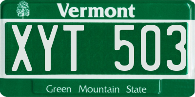 VT license plate XYT503