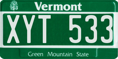VT license plate XYT533