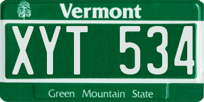 VT license plate XYT534