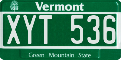 VT license plate XYT536