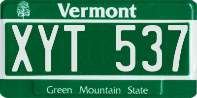 VT license plate XYT537