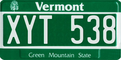 VT license plate XYT538