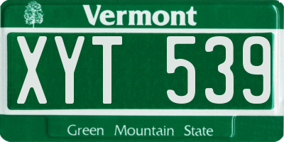 VT license plate XYT539