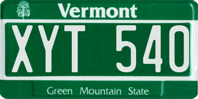 VT license plate XYT540