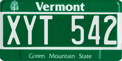 VT license plate XYT542