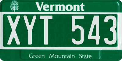 VT license plate XYT543