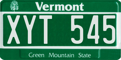 VT license plate XYT545