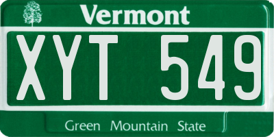 VT license plate XYT549