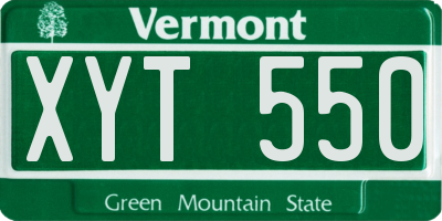 VT license plate XYT550