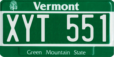 VT license plate XYT551