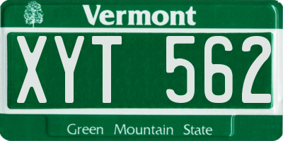 VT license plate XYT562