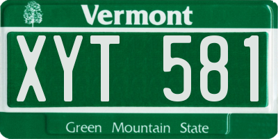VT license plate XYT581