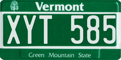 VT license plate XYT585