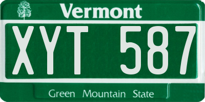 VT license plate XYT587