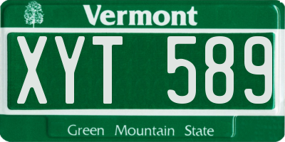 VT license plate XYT589