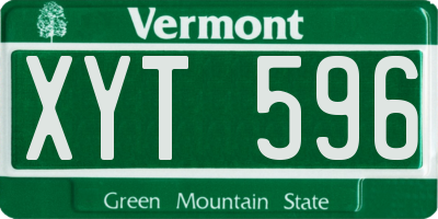 VT license plate XYT596