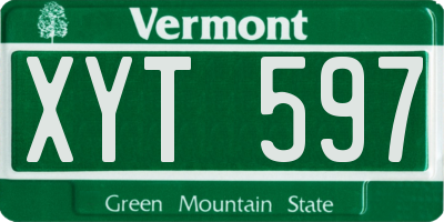 VT license plate XYT597