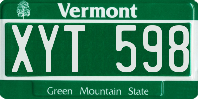 VT license plate XYT598