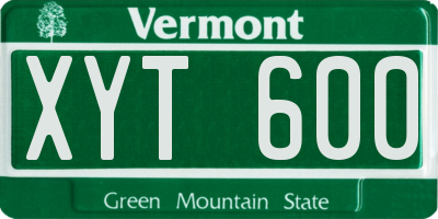 VT license plate XYT600