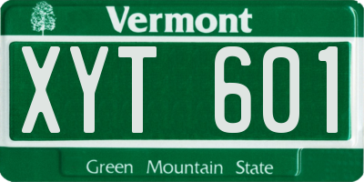 VT license plate XYT601