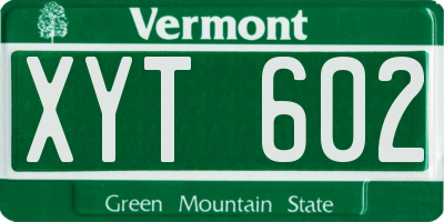 VT license plate XYT602