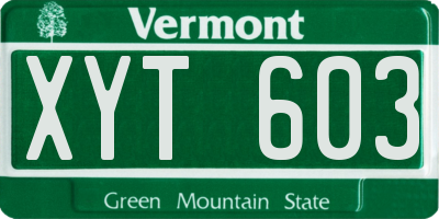 VT license plate XYT603