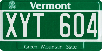VT license plate XYT604
