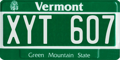 VT license plate XYT607