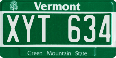 VT license plate XYT634