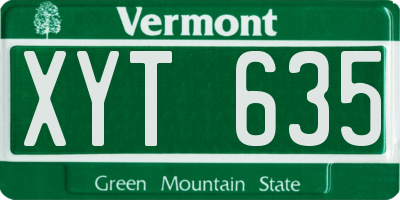 VT license plate XYT635