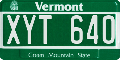 VT license plate XYT640