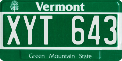 VT license plate XYT643