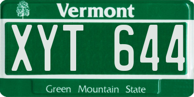 VT license plate XYT644