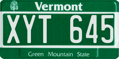 VT license plate XYT645