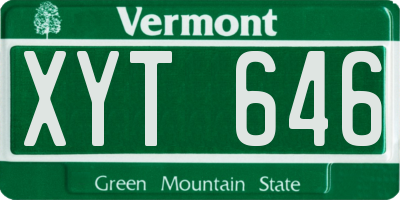 VT license plate XYT646