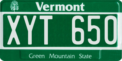 VT license plate XYT650