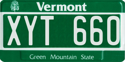 VT license plate XYT660
