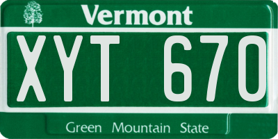 VT license plate XYT670