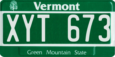 VT license plate XYT673
