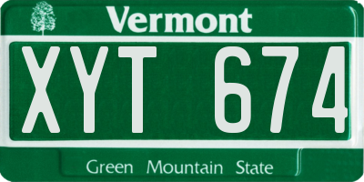VT license plate XYT674