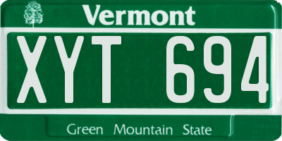 VT license plate XYT694