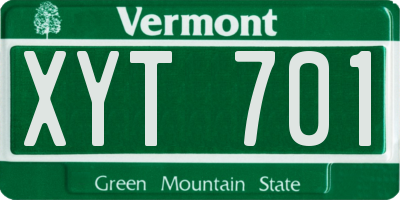 VT license plate XYT701