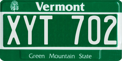 VT license plate XYT702