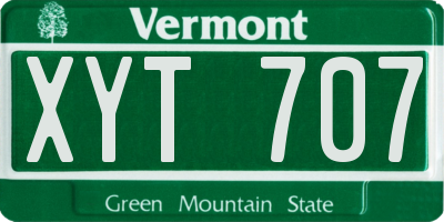 VT license plate XYT707