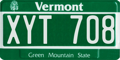 VT license plate XYT708