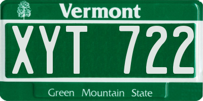 VT license plate XYT722