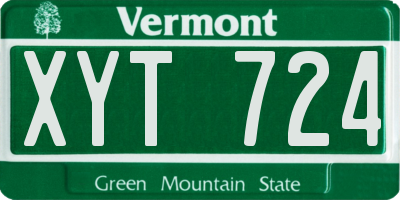 VT license plate XYT724