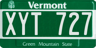 VT license plate XYT727