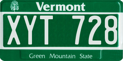 VT license plate XYT728